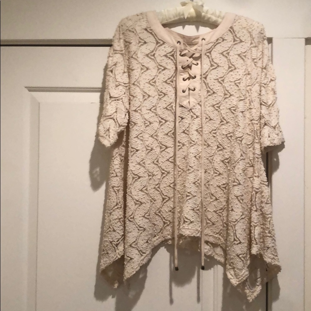 Moon River Crochet Lace-up Top